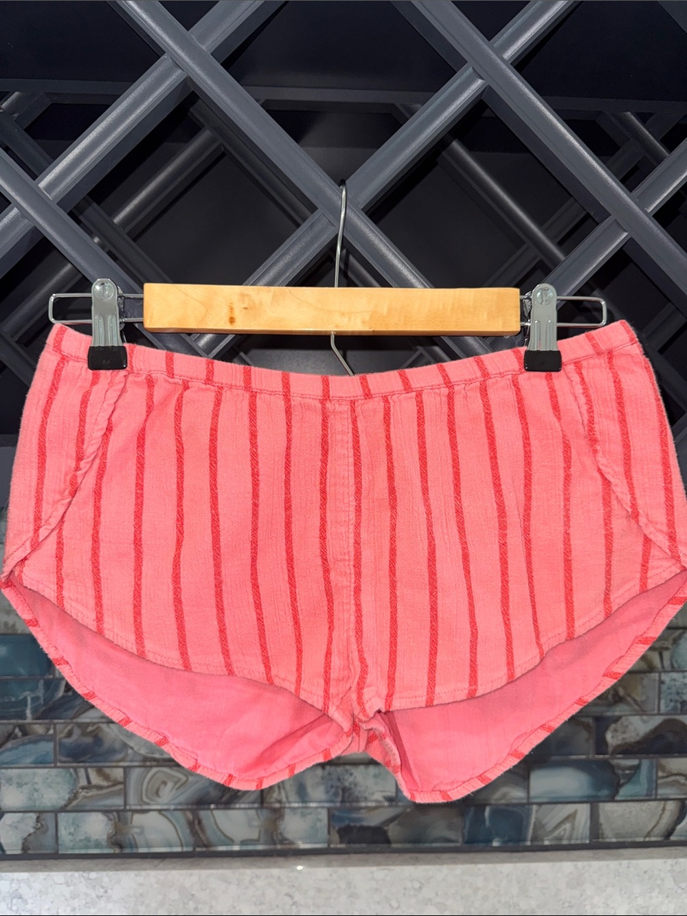 Billabong Pink Striped Athletic Shorts